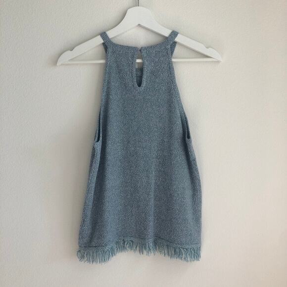 NWT Fate blue knit fringe halter style sleeveless tank top small - Picture 2 of 3